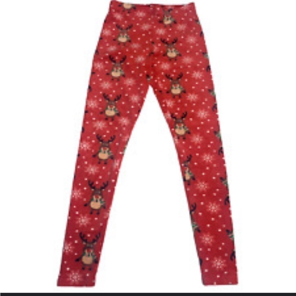 No Boundaries Christmas Reindeer Red Leggings for Girls Size M(7-9) for Girls
